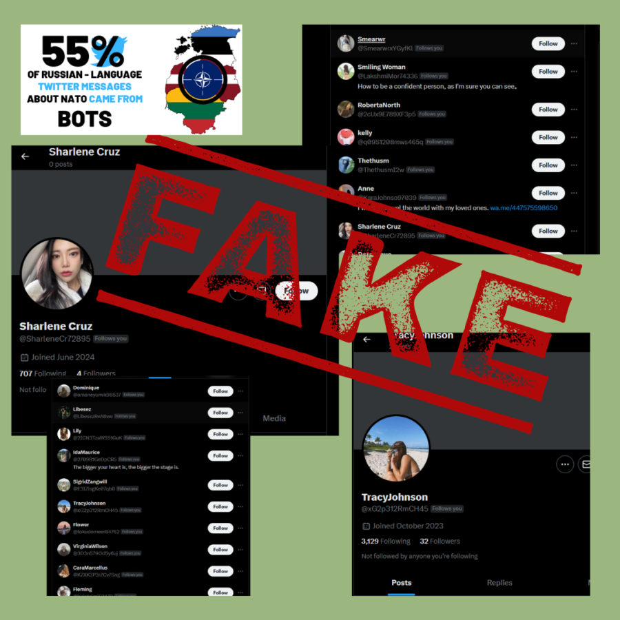 screenshots of fake twitter accounts with teh word fake across it